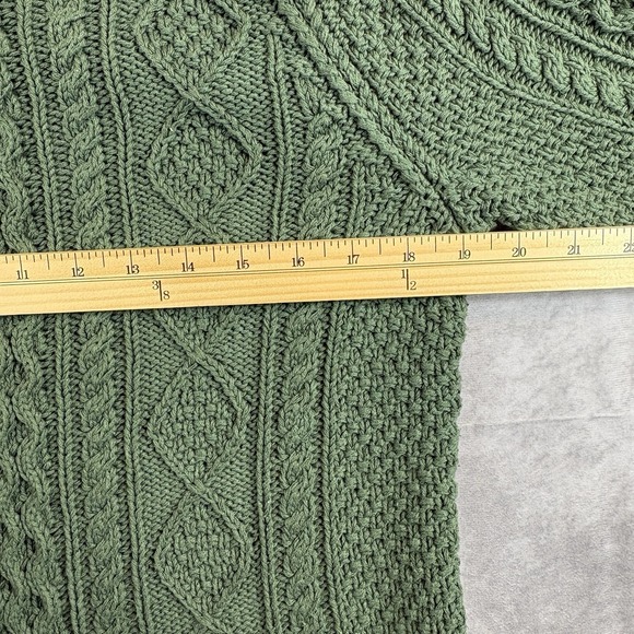 LL Bean Sweater Womens S Green Double L Cable Knit Crew Neck Pullover Textured - Picture 7 of 8